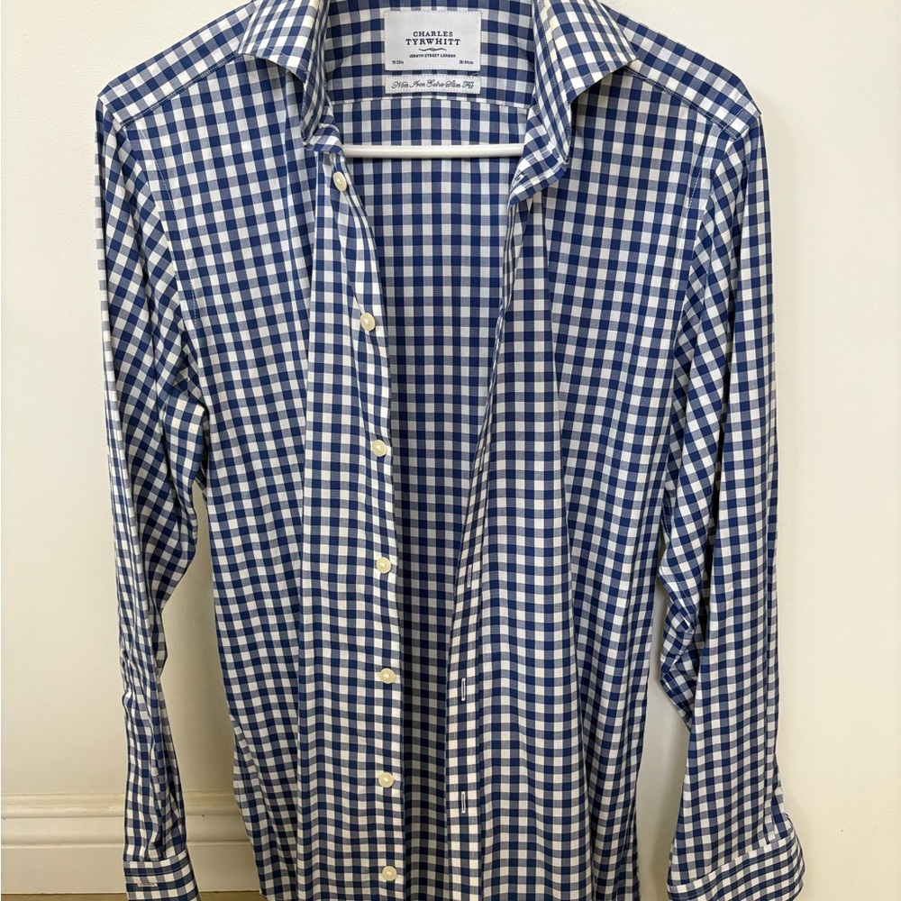 Charles Tyrwhitt Navy and White Gingham Shirt